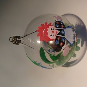 Raggedy Ann Christmas Ornament Vintage Reflector Hand Blown Painted Italian